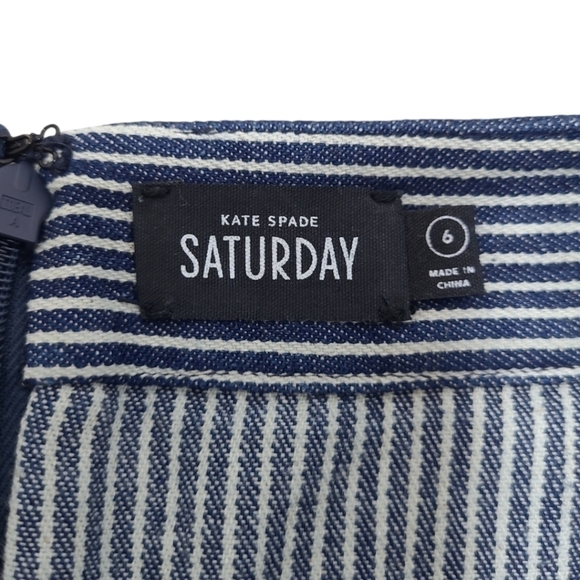 Kate Spade Saturday Cotton Peekaboo Skirt Navy Stripe Skirt Size 6 - Picture 2 of 10